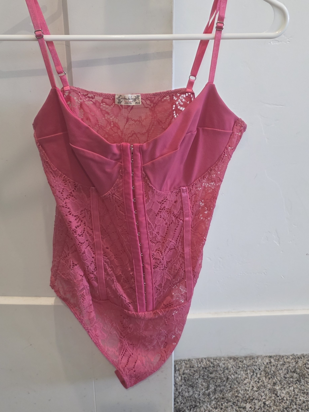Free People Hot Pink Lace Bustier Bodysuit